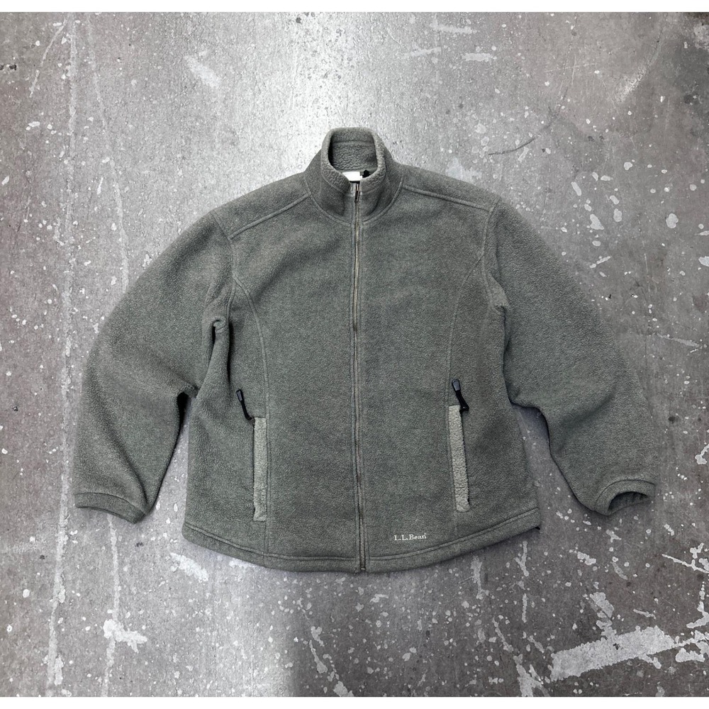 Vintage L.L.Bean Fleece Jacket Women's Large Green Full Zip Made In USA Outdoor